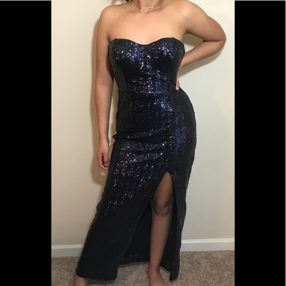 Blue Sequins Long Formal Dress - Picture 8 of 8